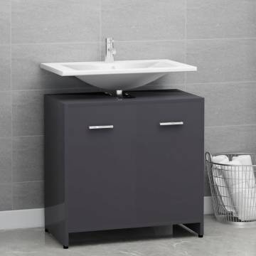 High Gloss Grey Bathroom Cabinet - 60x33x61 cm | HipoMarket