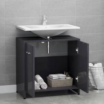 High Gloss Grey Bathroom Cabinet - 60x33x61 cm | HipoMarket