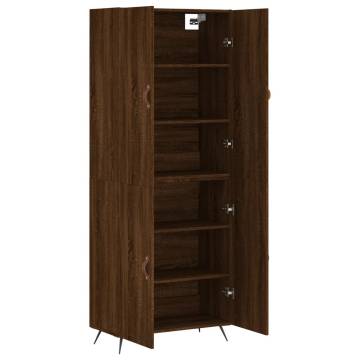 Stylish Highboard Brown Oak - 69.5x34x180 cm