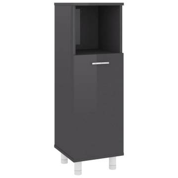 High Gloss Grey Bathroom Cabinet - 30x30x95 cm | HipoMarket