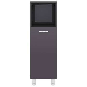 High Gloss Grey Bathroom Cabinet - 30x30x95 cm | HipoMarket