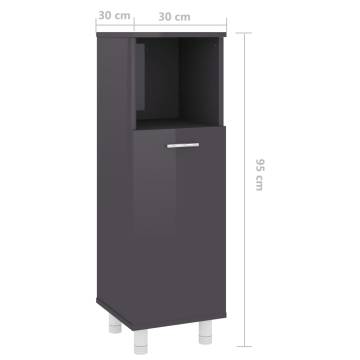 High Gloss Grey Bathroom Cabinet - 30x30x95 cm | HipoMarket