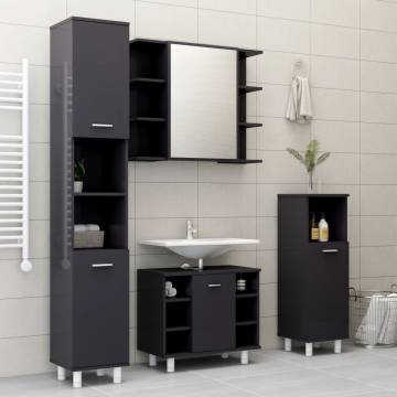 High Gloss Grey Bathroom Cabinet - 30x30x95 cm | HipoMarket