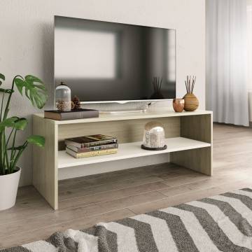 Stylish White & Sonoma Oak TV Cabinet - 100x40x40 cm