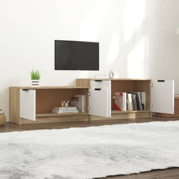 Stylish TV Cabinet in White & Sonoma Oak | HipoMarket