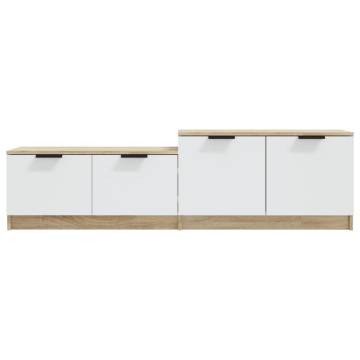 Stylish TV Cabinet in White & Sonoma Oak | HipoMarket