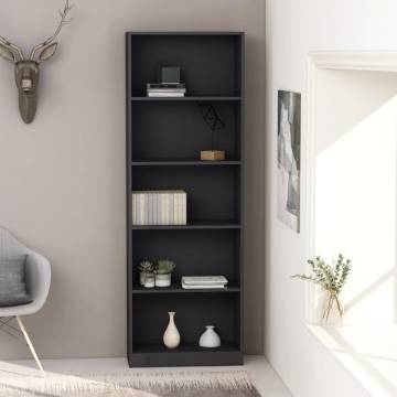 5-Tier Book Cabinet Grey | Stylish Engineered Wood Design