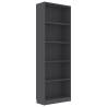 5-Tier Book Cabinet Grey | Stylish Engineered Wood Design