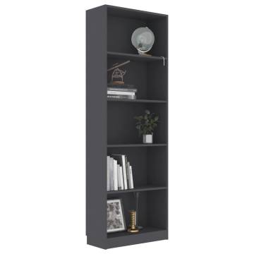 5-Tier Book Cabinet Grey | Stylish Engineered Wood Design