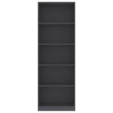 5-Tier Book Cabinet Grey | Stylish Engineered Wood Design