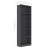 5-Tier Book Cabinet Grey | Stylish Engineered Wood Design