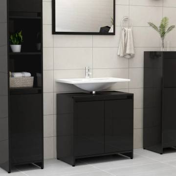 High Gloss Black Bathroom Cabinet - 60x33x61 cm | HipoMarket