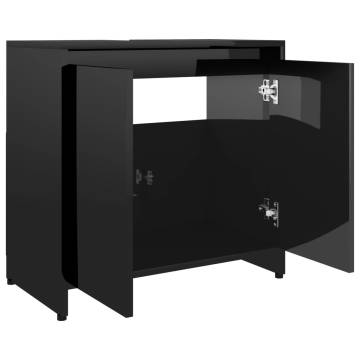 High Gloss Black Bathroom Cabinet - 60x33x61 cm | HipoMarket