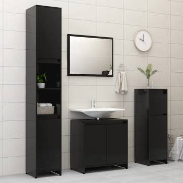 High Gloss Black Bathroom Cabinet - 60x33x61 cm | HipoMarket