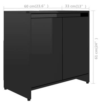 High Gloss Black Bathroom Cabinet - 60x33x61 cm | HipoMarket