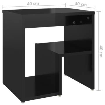 High Gloss Black Bed Cabinet - Stylish & Durable Design