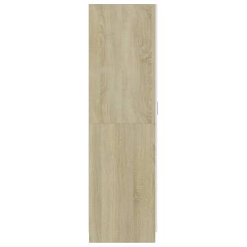 Stylish White & Sonoma Oak Wardrobe - 80x52x180 cm