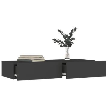 Stylish Grey TV Cabinet with LED Lights - 90x35x15.5 cm