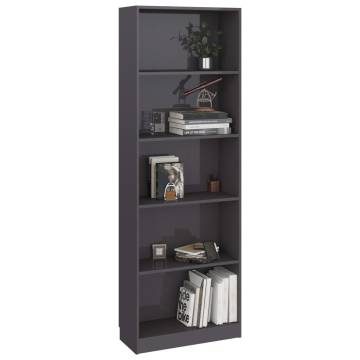 5-Tier Book Cabinet High Gloss Grey - Modern Design | Hipo Market