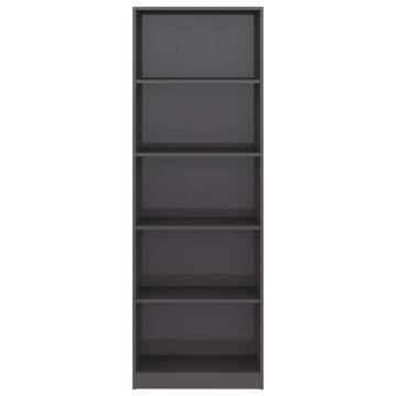 5-Tier Book Cabinet High Gloss Grey - Modern Design | Hipo Market