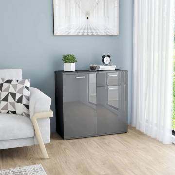 High Gloss Grey Sideboard - Stylish Storage Solution