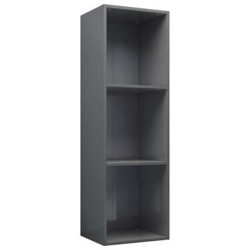 Sleek High Gloss Grey Book Cabinet & TV Cabinet - 36x30x114 cm