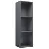 Sleek High Gloss Grey Book Cabinet & TV Cabinet - 36x30x114 cm