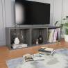 Sleek High Gloss Grey Book Cabinet & TV Cabinet - 36x30x114 cm