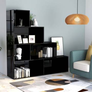 High Gloss Black Book Cabinet & Room Divider 155x24x160 cm