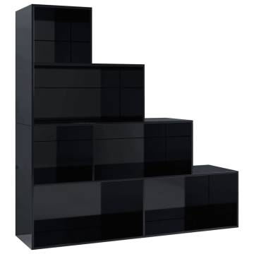 High Gloss Black Book Cabinet & Room Divider 155x24x160 cm