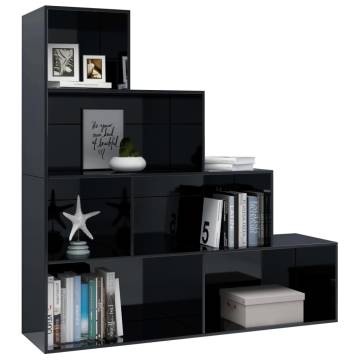 High Gloss Black Book Cabinet & Room Divider 155x24x160 cm