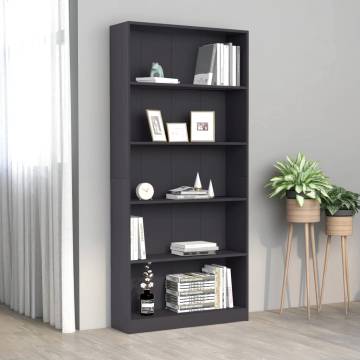 5-Tier Grey Book Cabinet - Stylish & Durable Storage Solution