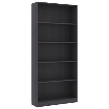 5-Tier Grey Book Cabinet - Stylish & Durable Storage Solution