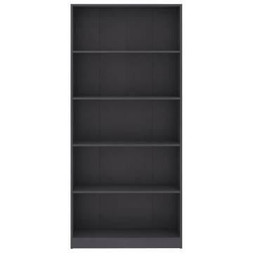 5-Tier Grey Book Cabinet - Stylish & Durable Storage Solution