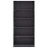 5-Tier Grey Book Cabinet - Stylish & Durable Storage Solution