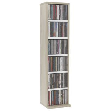 Stylish CD Cabinet in White & Sonoma Oak - 21x20x88 cm