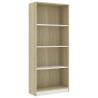 4-Tier Book Cabinet - White & Sonoma Oak | Hipomarket