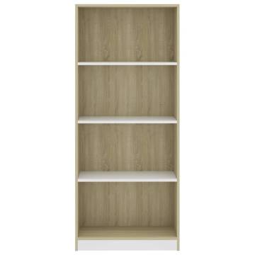 4-Tier Book Cabinet - White & Sonoma Oak | Hipomarket