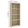 4-Tier Book Cabinet - White & Sonoma Oak | Hipomarket