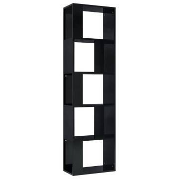 High Gloss Black Book Cabinet & Room Divider - 45x24x159 cm