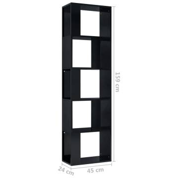 High Gloss Black Book Cabinet & Room Divider - 45x24x159 cm