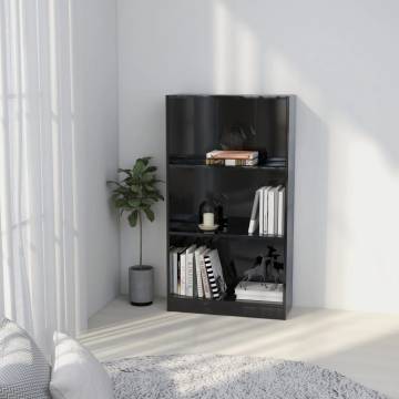 3-Tier High Gloss Black Book Cabinet | Stylish Storage Solution