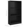 3-Tier High Gloss Black Book Cabinet | Stylish Storage Solution