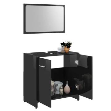 Stylish High Gloss Black Bathroom Furniture Set | Hipomarket