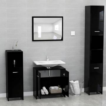 Stylish High Gloss Black Bathroom Furniture Set | Hipomarket