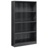 4-Tier High Gloss Grey Book Cabinet - Stylish Storage Solution