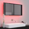 LED Bathroom Mirror Cabinet - High Gloss Black 90x12x45 cm