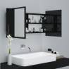 LED Bathroom Mirror Cabinet - High Gloss Black 90x12x45 cm