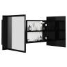 LED Bathroom Mirror Cabinet - High Gloss Black 90x12x45 cm