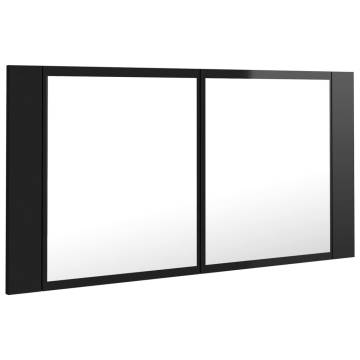 LED Bathroom Mirror Cabinet - High Gloss Black 90x12x45 cm